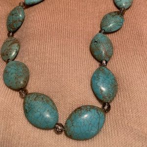 Turquoise and crystal bead necklace